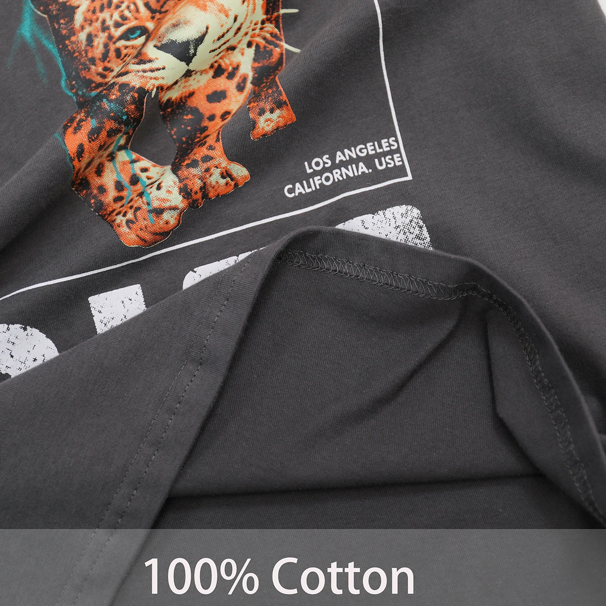 

Jastie Leopard Animal Graphic Tee Shirts Women Boho Retro T-shirt Tops Short Sleeve O Neck Cotton Summer T-Shirt Casual Tops