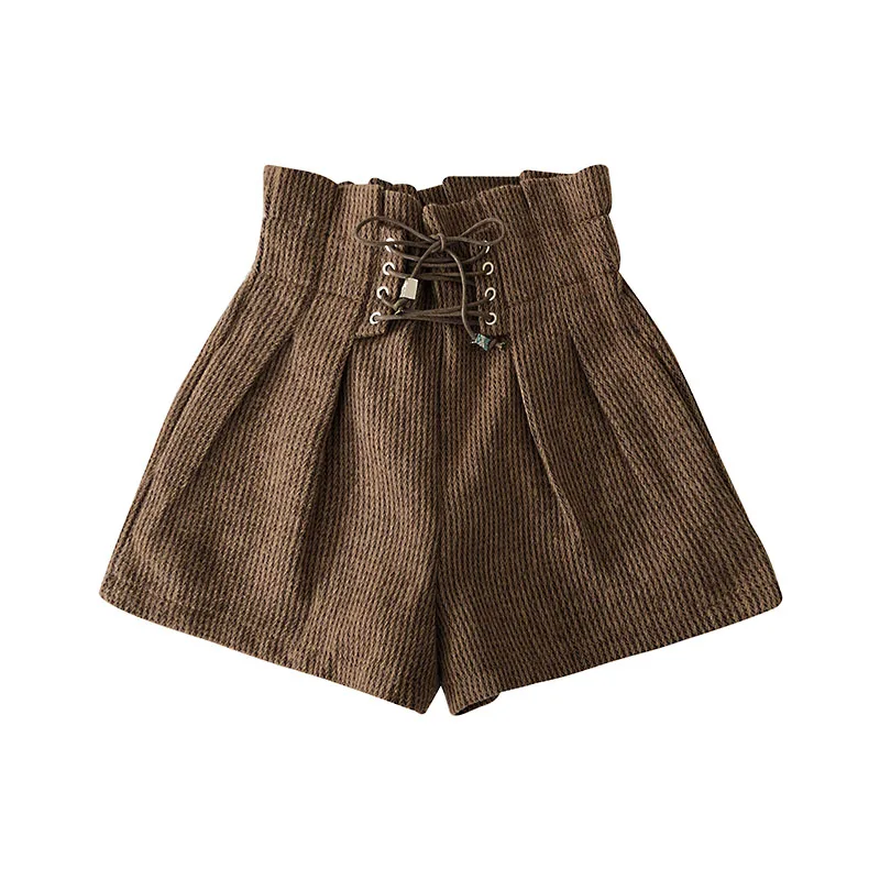 Новые женские шорты осенние и зимние с высокой талией одноцветные повседневные