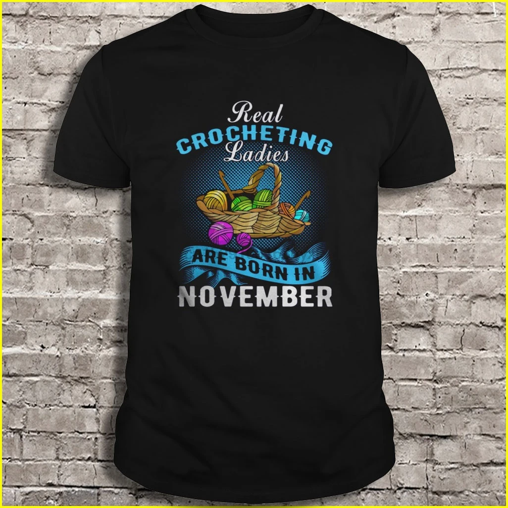 Мужская футболка настоящая вязаная крючком женская с надписью born in November| |