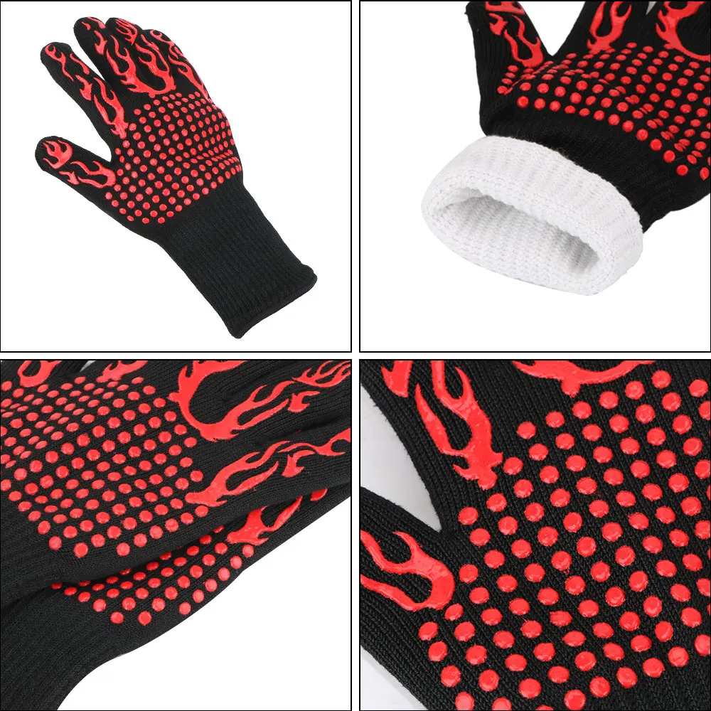 

Extreme Heat Resistant Oven Mitts 300-500 Centigrade Flame Retardant BBQ Fire Gloves Non-slip Fireproof Microwave Oven Gloves