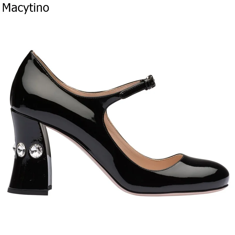 Туфли женские на толстом каблуке профессиональные классические туфли с ремешком