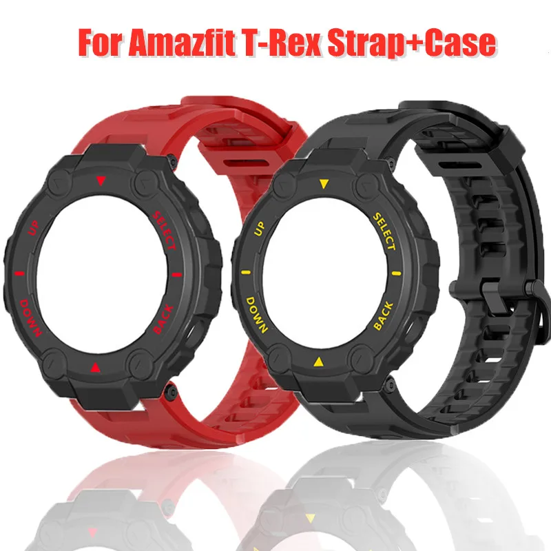 Силиконовый ремешок 2 в 1 для Xiaomi Amazfit T Rex Pro спортивный браслет huami REX чехол корпус