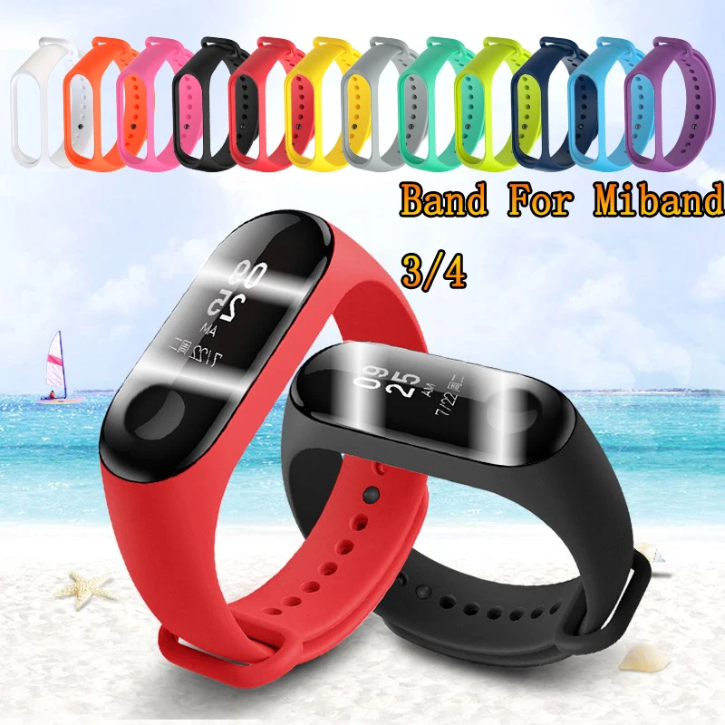 Цветной ремешок на запястье для Xiaomi Mi Band 3 4 силиконовый аксессуары