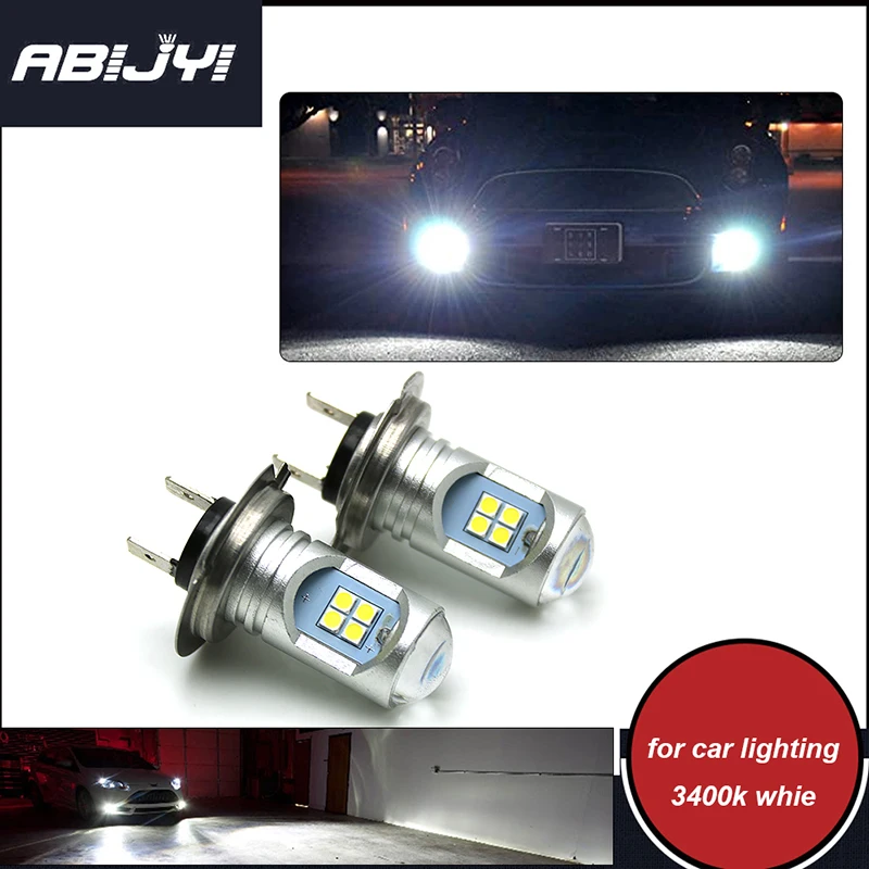 

For VW Golf 5 6 7 Jetta CC Tiguan Passat b6 b7 2PCS H7 IP65 Fog Light LED Bulbs White 6000K Headlight Bulb 2400LM LED Canbus