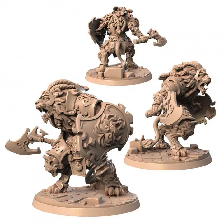 

56mm 38mm Resin Model Lion Axe Warrior Figure Unpainted DW-013