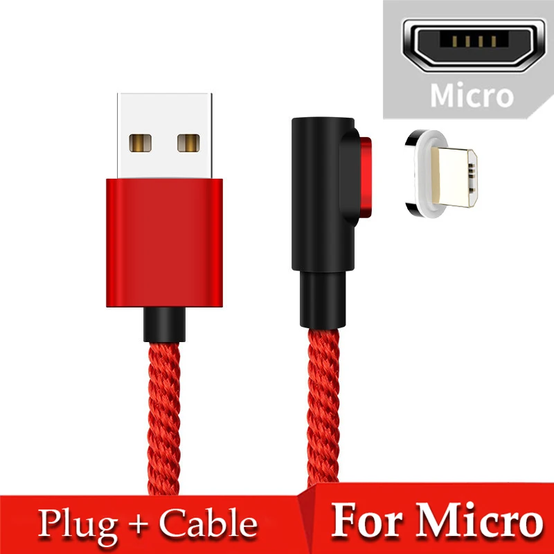 Магнитный Micro USB кабель 8 Pin USB C адаптер быстрой зарядки для iPhone Xiaomi huawei зарядное устройство Магнит Быстрой зарядки usb type C шнур - Цвет: Red For Micro