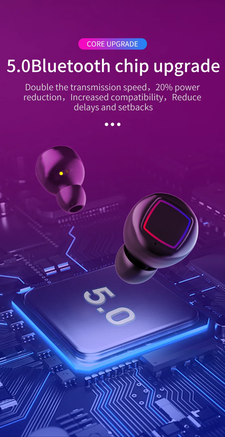 CALETOP Bluetooth 5,0 беспроводные наушники светодиодный дисплей IPX6 водонепроницаемые наушники с микрофоном Handsfree 400 мАч зарядный чехол