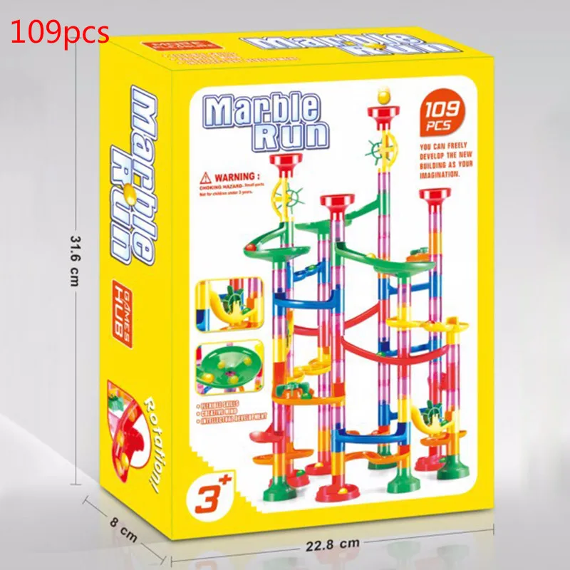 109pcs 105 шт/109 шт DIY строительный шар строительные блоки мраморный гоночный бег 3D стерео лабиринт трек детская игрушка подарок для мальчиков и девочек - Цвет: 109pcs