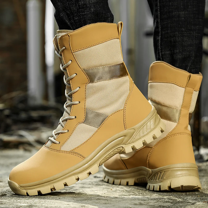 Fashion Military Army Shoes Men Boots High Top Men‘s Hiking Shoes Tactical Force Combat Men‘s Ankle Boot Size 39-45 Botas Hombre