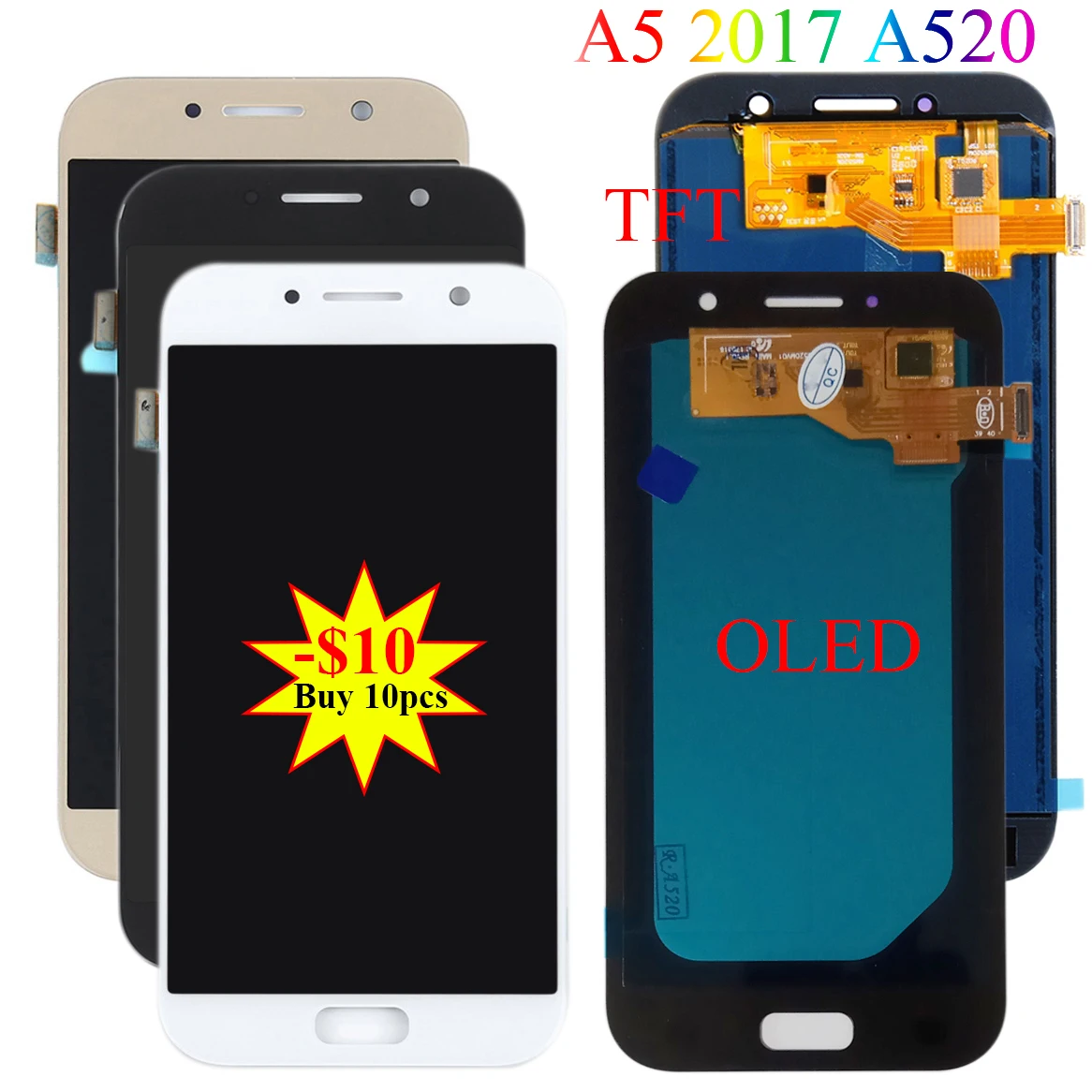 Супер Amoled A520 lcd для Samsung Galaxy A5 2017 A520F A520F/DS A520K SM дисплей сенсорный экран дигитайзер