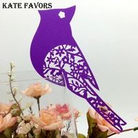 50pcs diy laser cut paper cards flying birds cups glass wine wedding name cards birthday party decoration place card