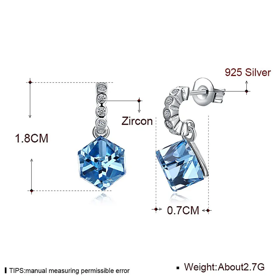 UMCHO синяя стрекоза с блестками серьги гвоздики Настоящее серебро 925 пробы