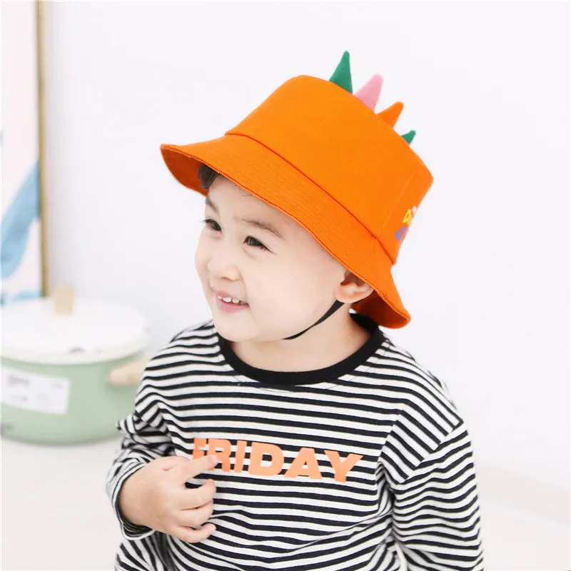 Панама для мальчиков и девочек детская шапка с мультяшным динозавром летняя