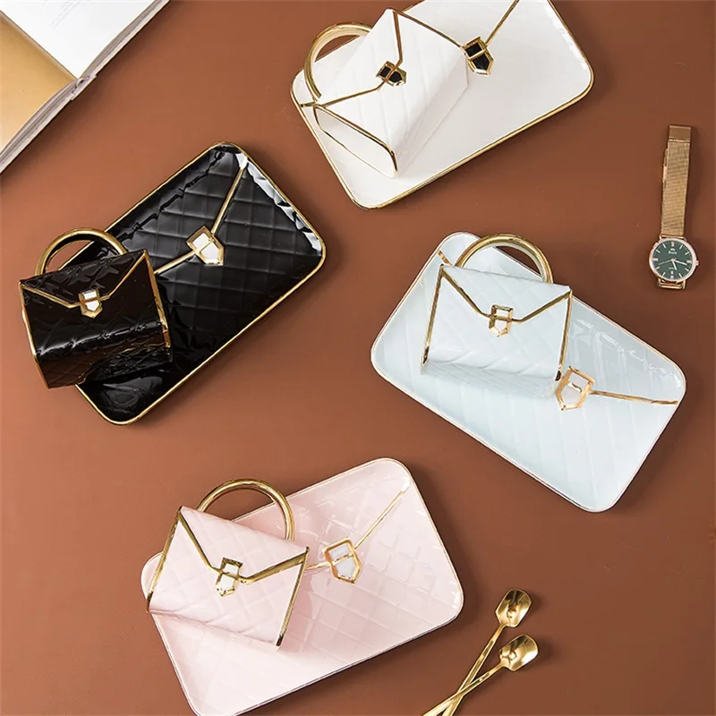 Креативная керамическая кофейная чашка в форме сумки и блюдце с ложкой кружка