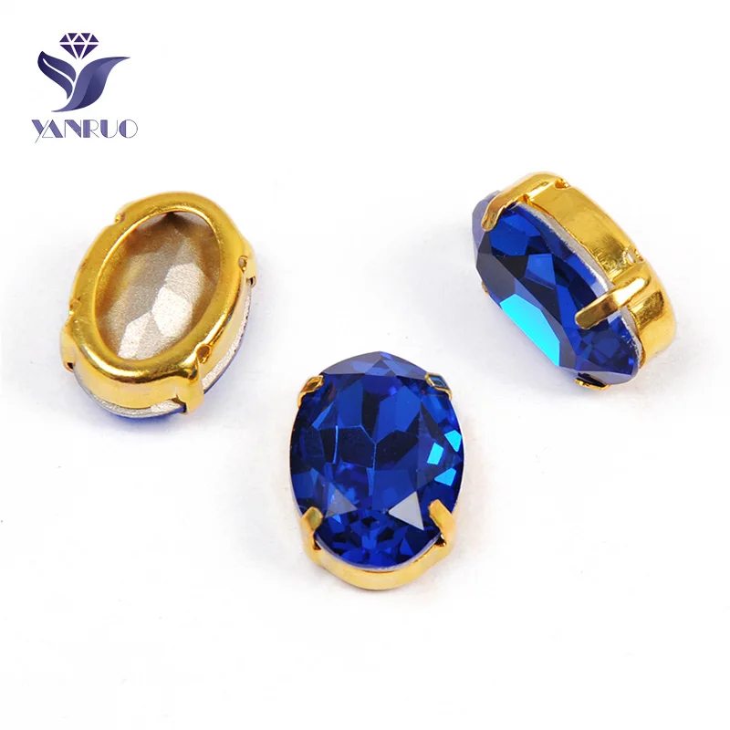 Capri Blue Yanruo 4120 Овальный заостренный назад пришить стразы стеклянные изделия ручной работы камни страз стразы для поделок ювелирных изделий - Цвет: Capri Blue
