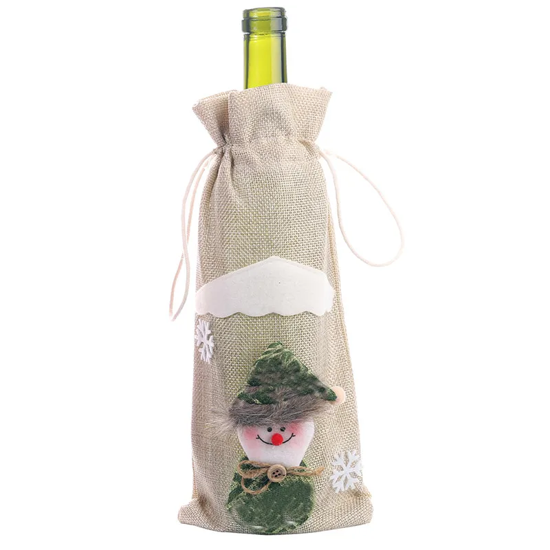 0522Beige Snowman Рождественская бутылка вина Декор Набор Санта Клаус Снеговик Олень крышка бутылки одежда кухня украшение на год Рождество ужин вечеринка - Цвет: 0522Beige Snowman