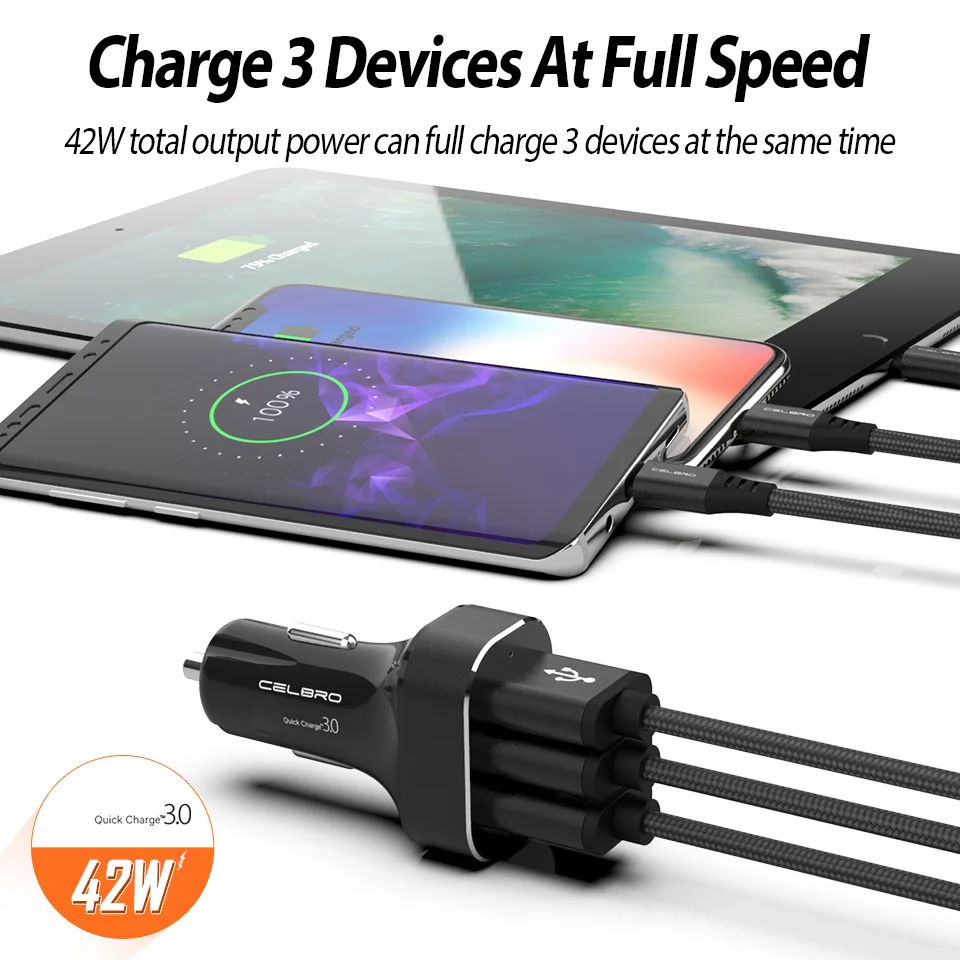 Быстрая зарядка QC 3,0 Автомобильное зарядное устройство мульти USB Автомобильное зарядное устройство для мобильного телефона Xiaomi LG sony Быстрая зарядка Cargador автомобильное зарядное устройство 3 USB
