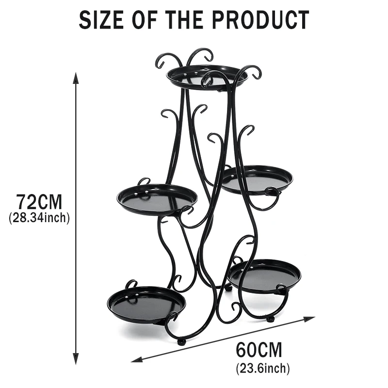 

Flower Plant Display Stand 5 Positions Metal Home Garden Instruments Pot Storage Rack Shelf Gardening Tools and Equipment