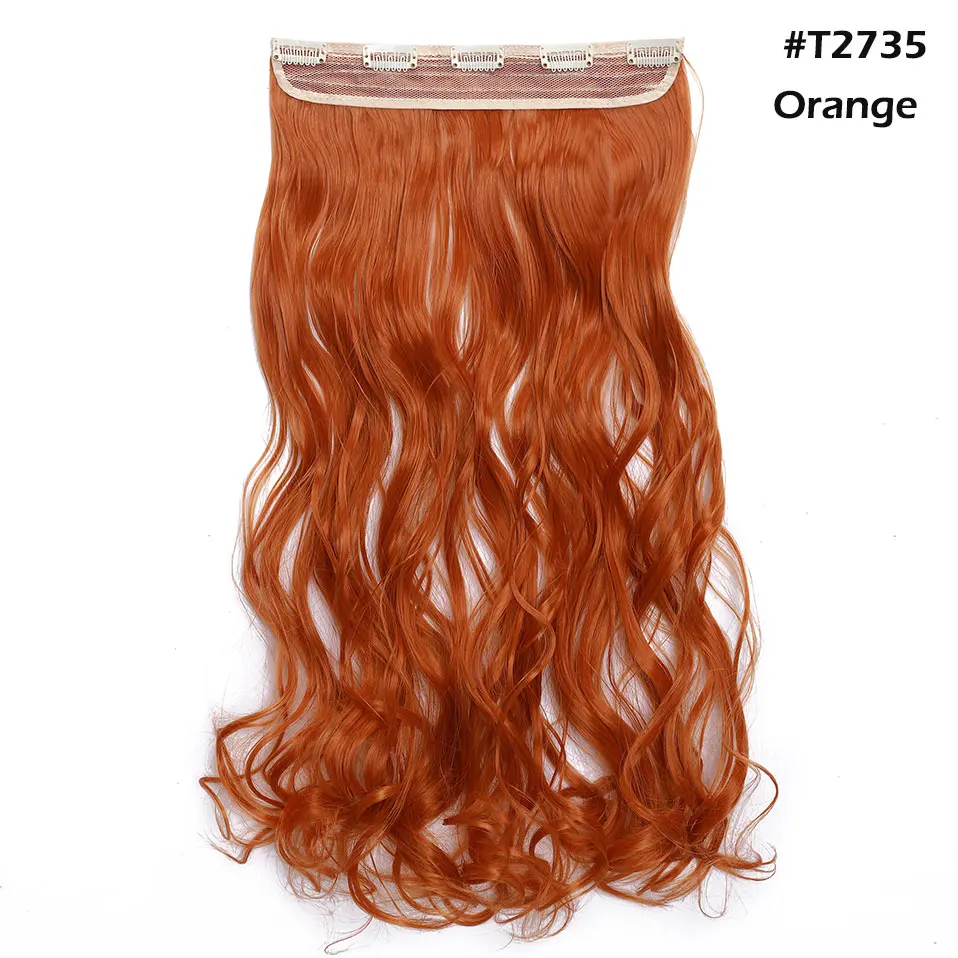 orange S-noilite, 47 цветов, 24 дюйма, длинные волнистые женские волосы на заколках, цельные синтетические волосы для наращивания, черный, коричневый, накладные волосы на заколках для женщин - Цвет: orange