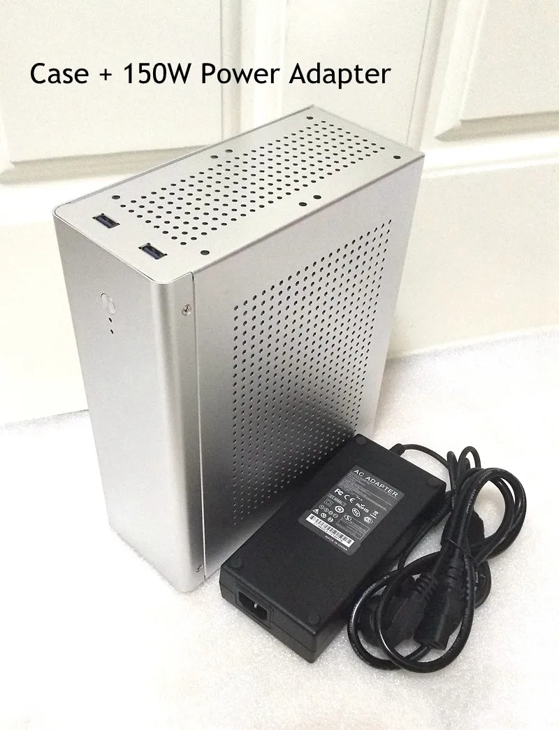 Silver Чехол для компьютера Tower PC Gamer Mini ITX безопасный шкаф HTPC Чехол настольный игровой алюминиевый тонкий корпус поддерживает GPU нож карты - Цвет: Silver