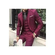 Traje con solapa de muesca para hombre, Blazer ajustado de alta calidad, hecho a medida, con una sola botonadura, a la moda, 3 piezas, 2022 (4)