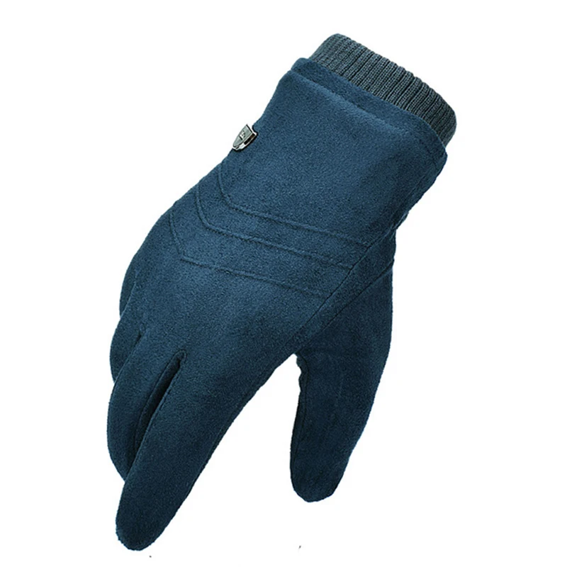 

Suede Gloves Men Winter Windproof Warm Touch Screen Plus Velvet Thickening Outdoor Riding Driving Cotton Gloves Women