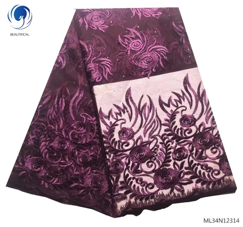 Красивые африканские кружевные ткани зеленые тюлевые шнурки Стразы для женщин 5