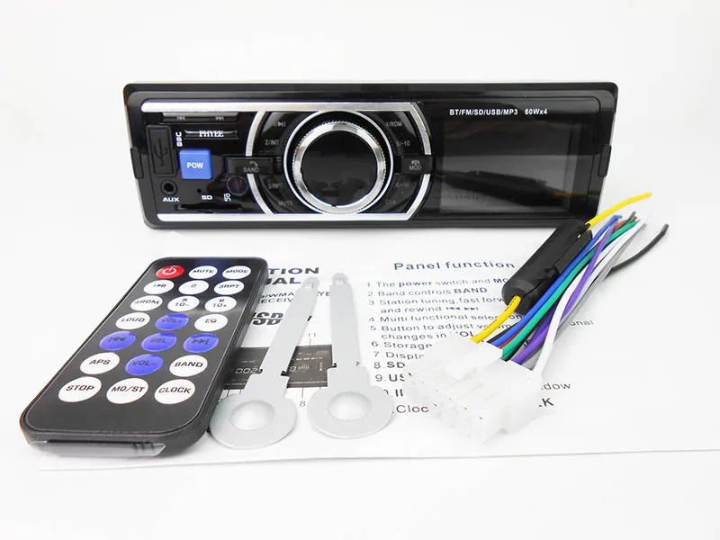 PHYEE Автомагнитола 1 Din Bluetooth Авто Стерео MP3 плеер аудио запись USB SD Aux 12 в ISO разъем в тире головное устройство JSD-520