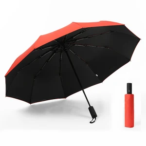 Автоматический зонт Ten bone, черный пластиковый складной зонт от УФ-лучей, трехскладной Зонт двойного назначения