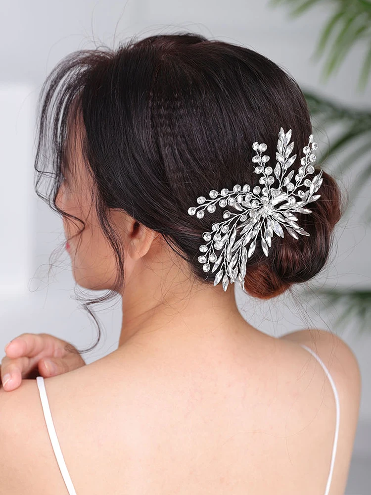 Женская заколка для волос ручной работы винтажная Серебристая свадебные