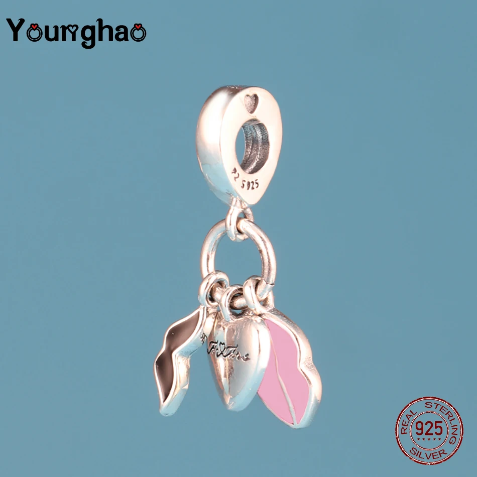 Younghao ювелирные изделия плата Де Ли 925 розовая подвеска губы подходят