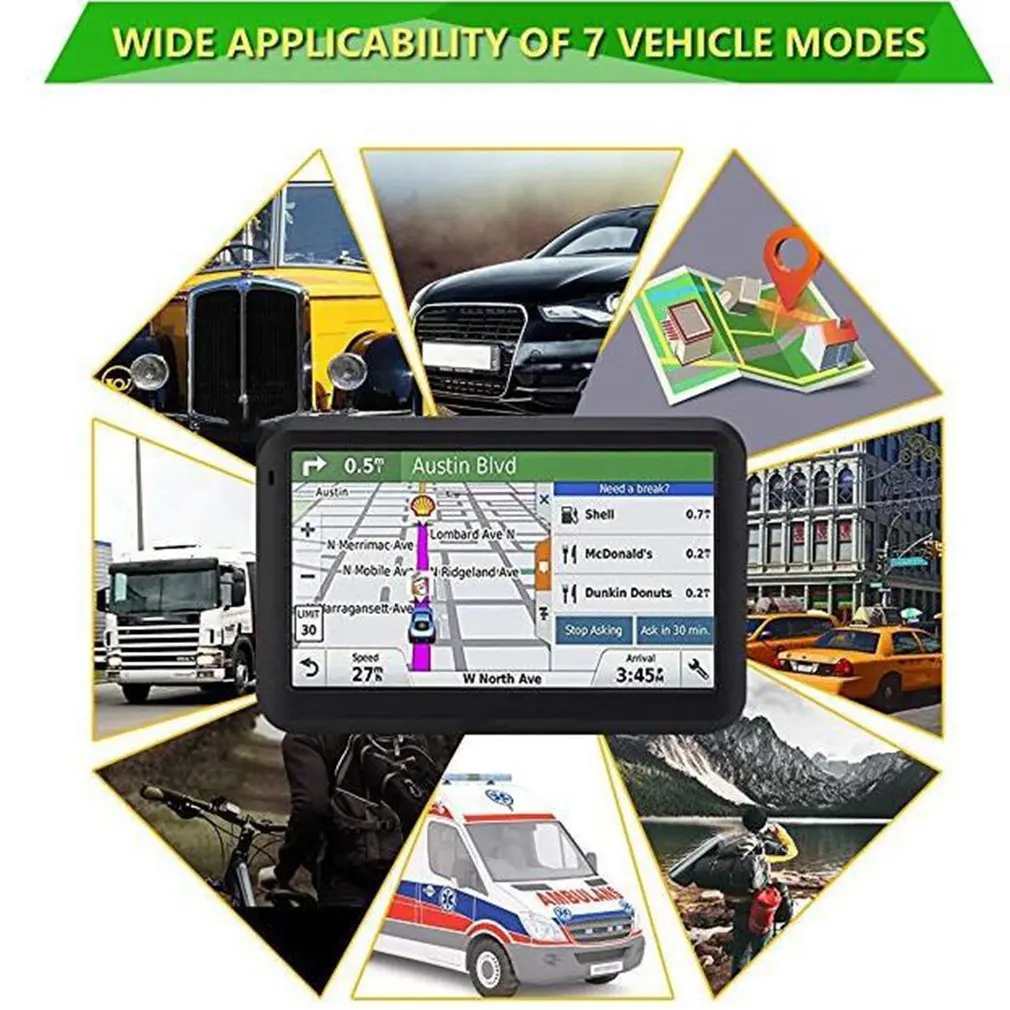 

7-дюймовая навигационная система, 8 ГБ, GPS, автомобильная навигация, сенсорный экран, новейшая карта с голосовым руководством Предупреждение ...