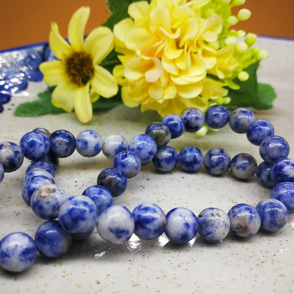 Популярные бусины из натурального камня белый и синий кальдалитовый камень для