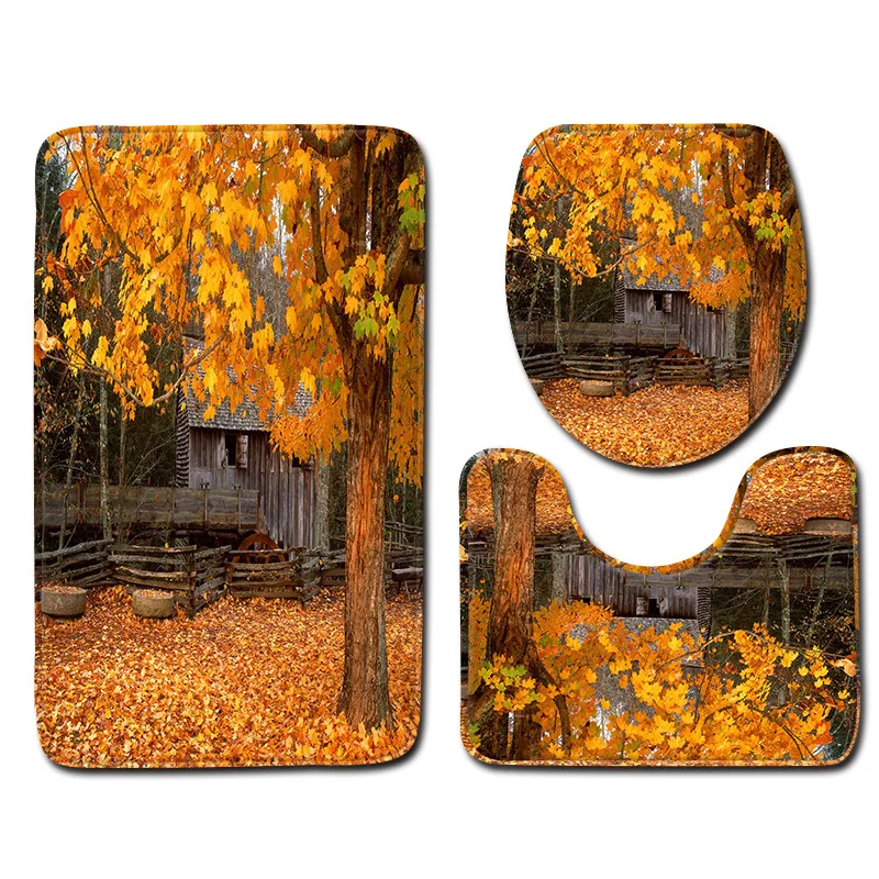 

Zeegle Bathroom Carpet Toilet U Type Bath Mat Lid Toilet Cover Non Slip Pad 3PCS Bathroom Mat Set Polyester Toilet Foot Mat