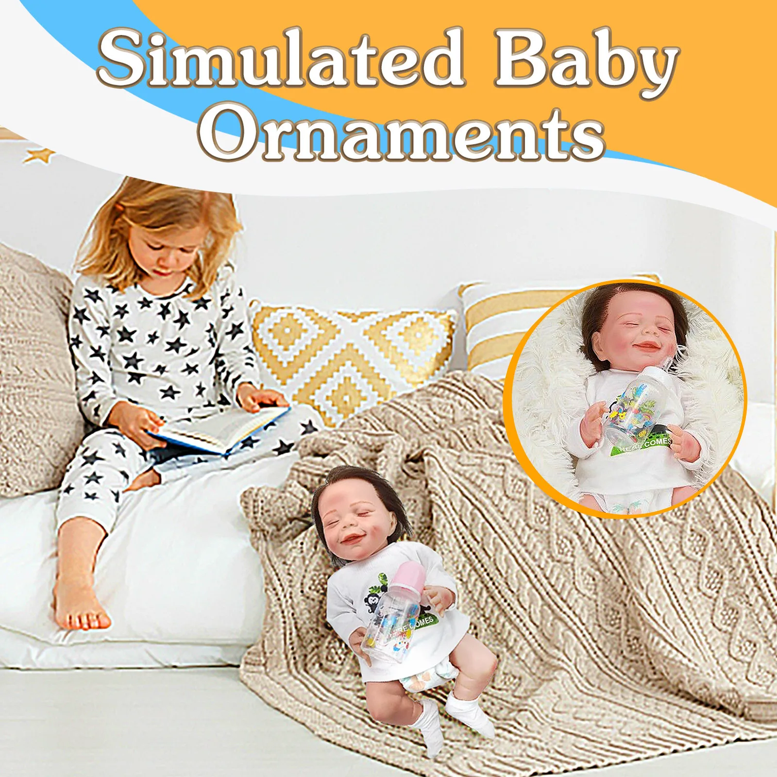 

Simulation Easy To Care Washable Lovely Reborn Infant Toy Silicone Doll Soft Cute Doll Like A Real Baby Home Decoration