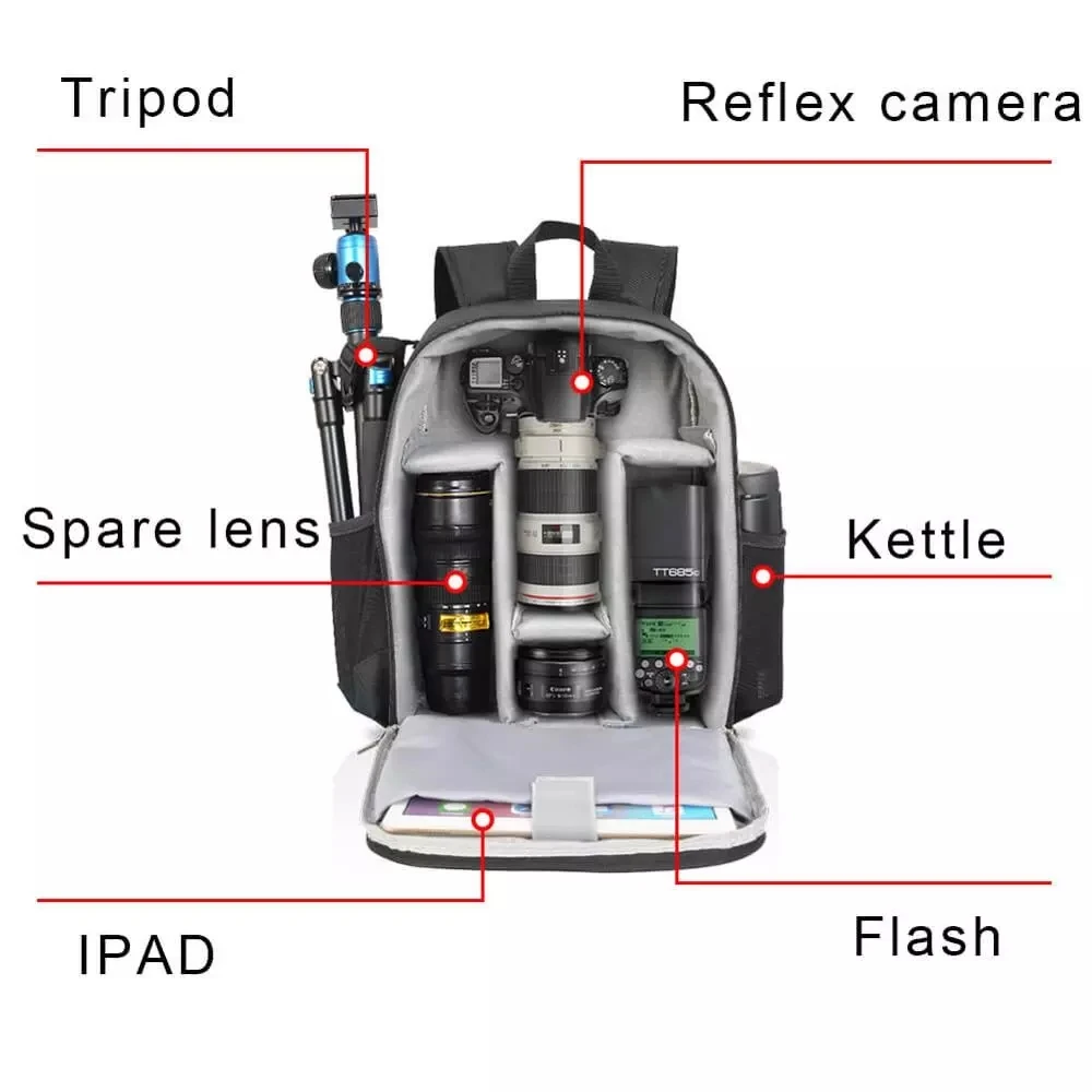 camera backpack multi functional digital dslr camera bag waterproof outdoor photo case suitable for nikon canon sony camera lens free global shipping