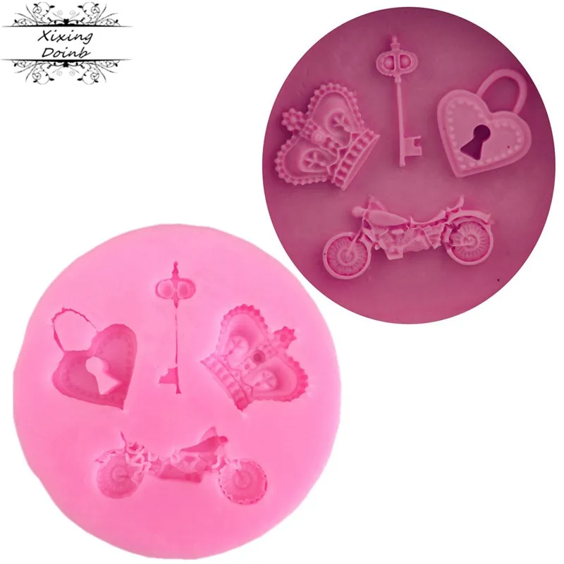 

«Сделай сам» Мотоцикл Ключ Корона любовь замок форма кухонный инструмент для готовки силикагель Форма для украшения торта шоколад Сахар Фо...