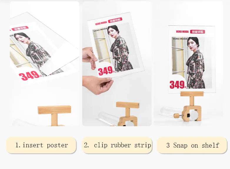 Деревянный зажим на круглой квадратной полке трубчатое крепление A5 A4 акриловый