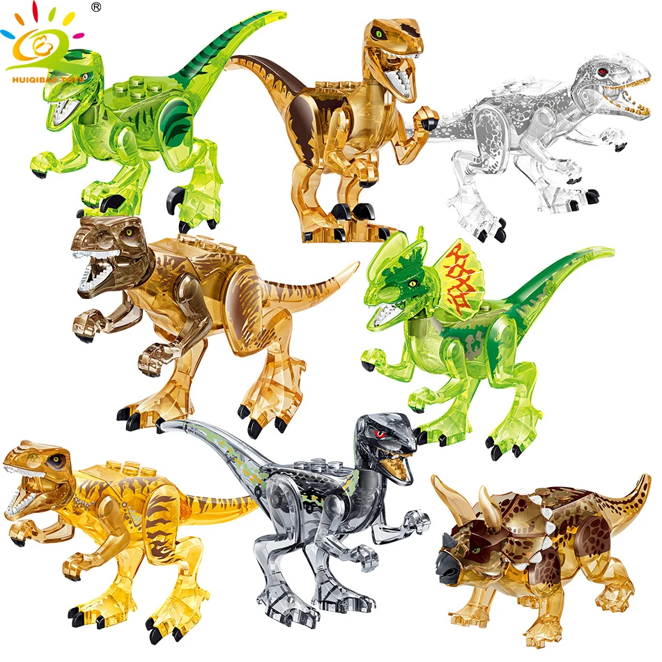 HUIQIBAO 8 компл./лот динозавр Юрского периода мир строительных блоков Парк Динозавр