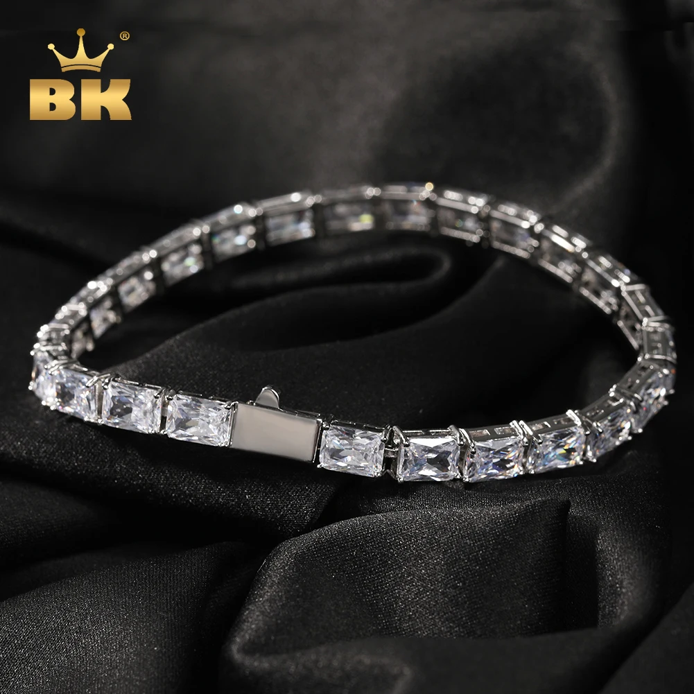 

Браслеты BLING KING 6 мм, украшения для теннисных звеньев в стиле багет, сверкающие квадратные фианитовые браслеты в стиле хип-хоп, рок, бижутерия...
