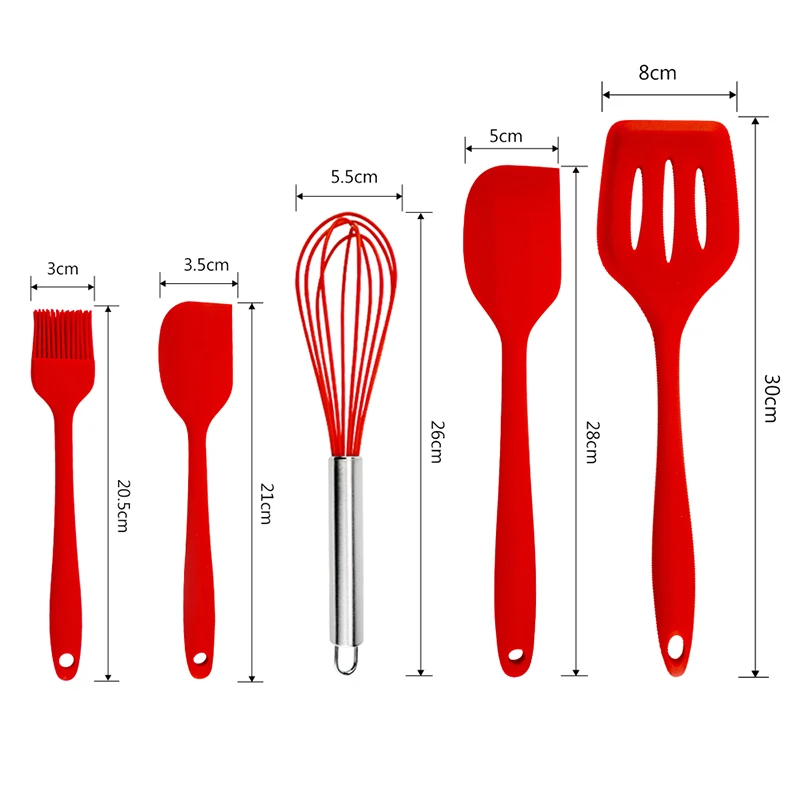 10pcs Silicone Pastry Spatula Set Non-Stick Rubber Heat-Resistant Kitchen Utensils for Baking | Дом и сад
