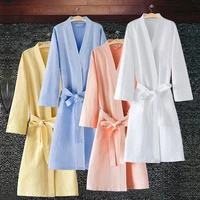 on sale women summer water absorption kimono bath robe femme sexy fashion waffle bathrobe lovers dressing gown bridesmaid robes