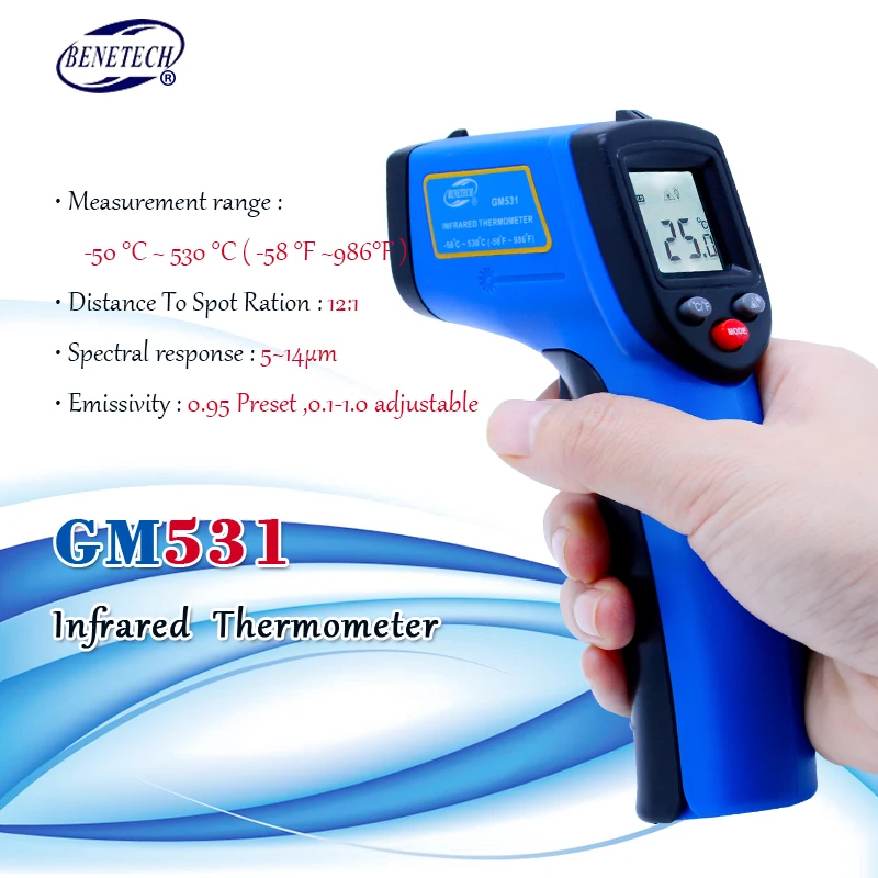 Новый Бесконтактный цифровой лазерный инфракрасный термометр GM531 50 ~ 530C ( 58 875F) 0 1
