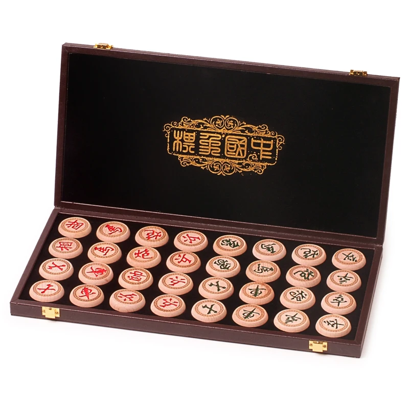 

Chinese chess beech wooden children's beginner adult extra large leather folding portable chess set