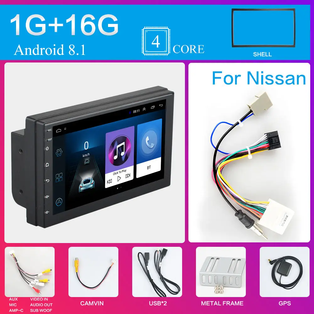 9217Bv2 NISSAN 2 Din Android 8,1 автомобильный Радио мультимедийный плеер универсальный gps навигация Bluetooth WiFi 2din Авторадио Стерео аудио камера dvr карта - Цвет: 9217Bv2 NISSAN