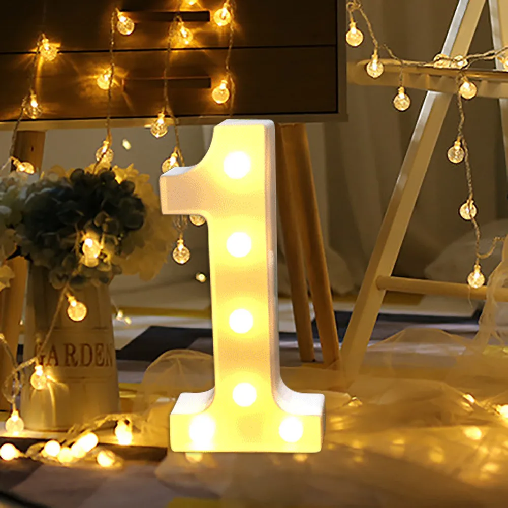

Alphabet LED Digital Lights Birthday Number Anniversary Decor Alphabet Led Light Up White Plastic Digital Standing Hanging 0-9