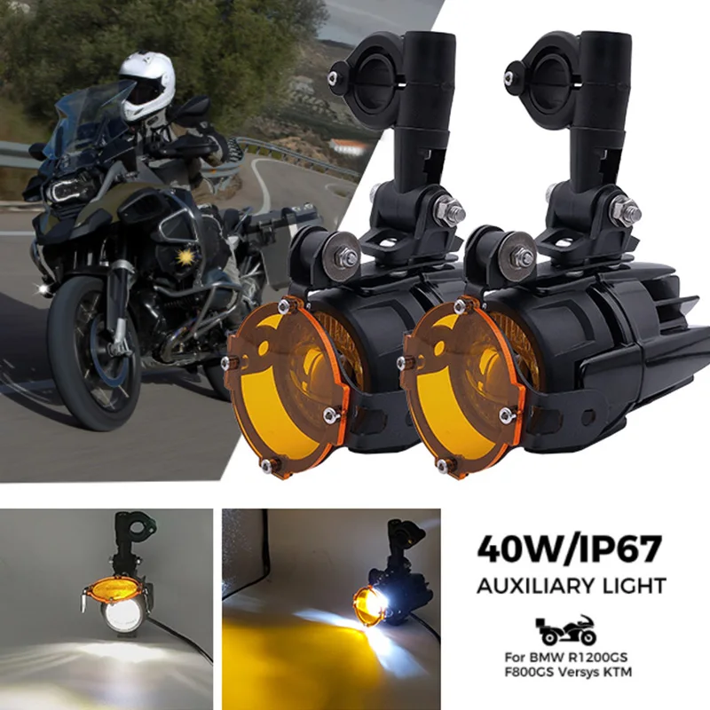 Set de faros LED auxiliares de 40W para motocicleta, 1 juego de luces antiniebla para moto BMW R1200GS/ADV/F800GS