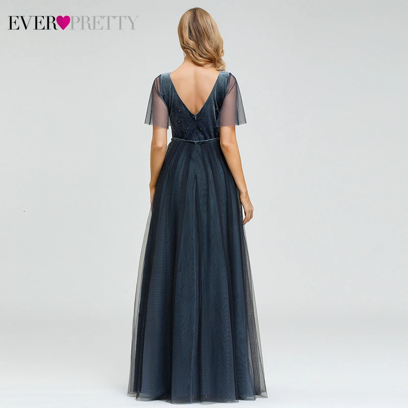 Женское вечернее платье Ever Pretty голубое блестящее платье-трапеция с глубоким
