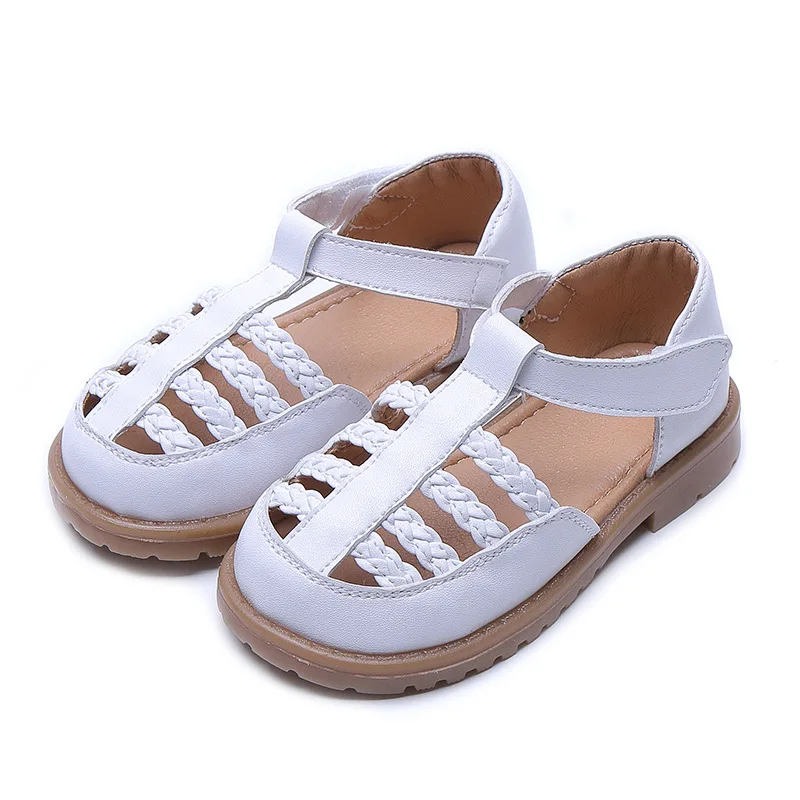 

15-19.5cm Pu Leather Baby Girl Shoes,Closed Toe Hollowe Sandals Women Summer New 2021,Retro Rome Sandals For Children Toddler