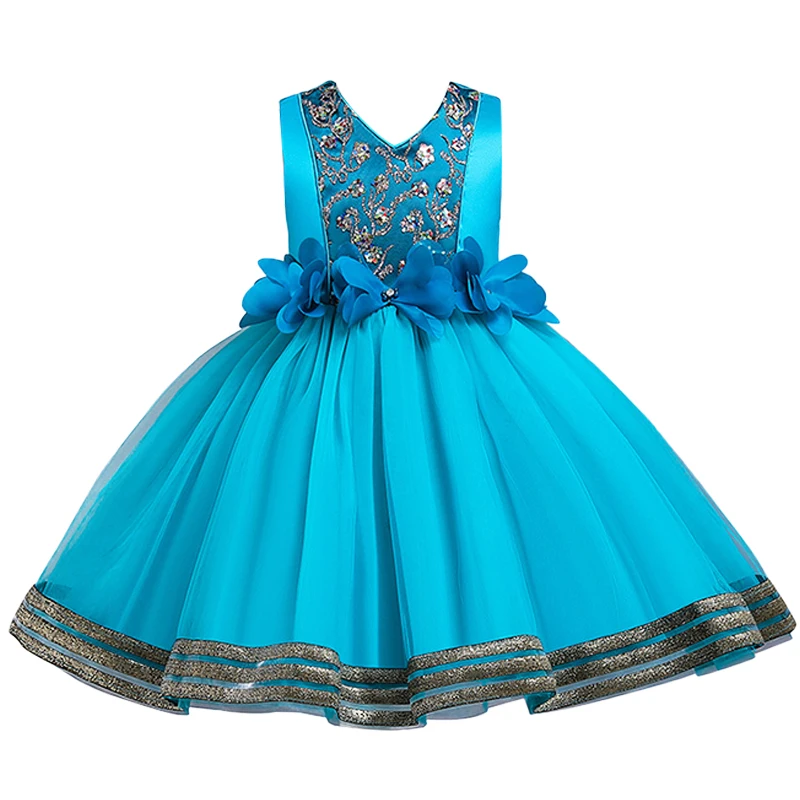 Детское платье для девочек с юбкой без рукавов Костюмы v образным вырезом вышитое